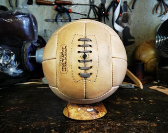 Vintage Genuine Leather Soccer Ball - Cream color - Customize the Patina and Design, Unique Gift Idea for Soccer Fans