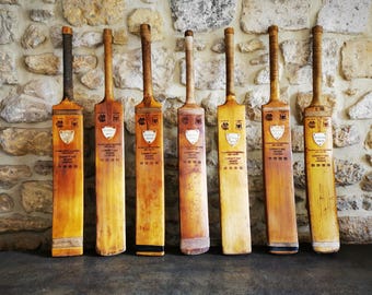 Personalized VINTAGE CRICKET BAT With Custom Engraving – Antique 1940s Wooden Collectible - Home Wall Decor And Cricket Fan Gift