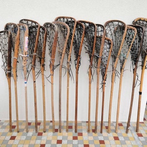 Vintage 1940s Handmade WOODEN LACROSSE STICK – Authentic Field Lacrosse Equipment - Rustic Sports Collectible – Gift - Engraving Option
