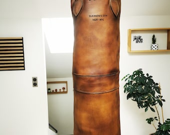 XXL leather punching bag for boxing (190cm) - vegetable tanned - ideal for kickboxing and boxing 155cm x 44cm wide