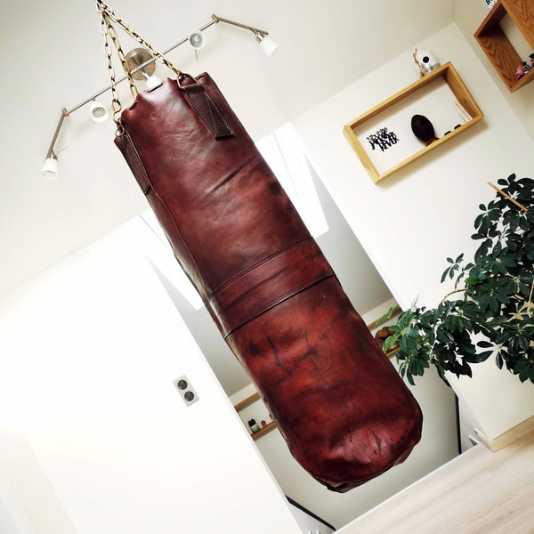 Sac de frappe vintage cuir pour la boxe en peau de Buffle - Tannage du cuir végétale - personnalisation offerte - décoration