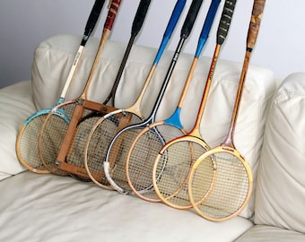 Old vintage collection badminton racket - wood - Good condition