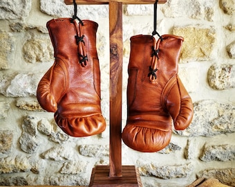 Vintage Leather Boxing Gloves | Affordable Antique Style Gloves for Sports Decor or Gift | Personalized Retro Boxing Memorabilia