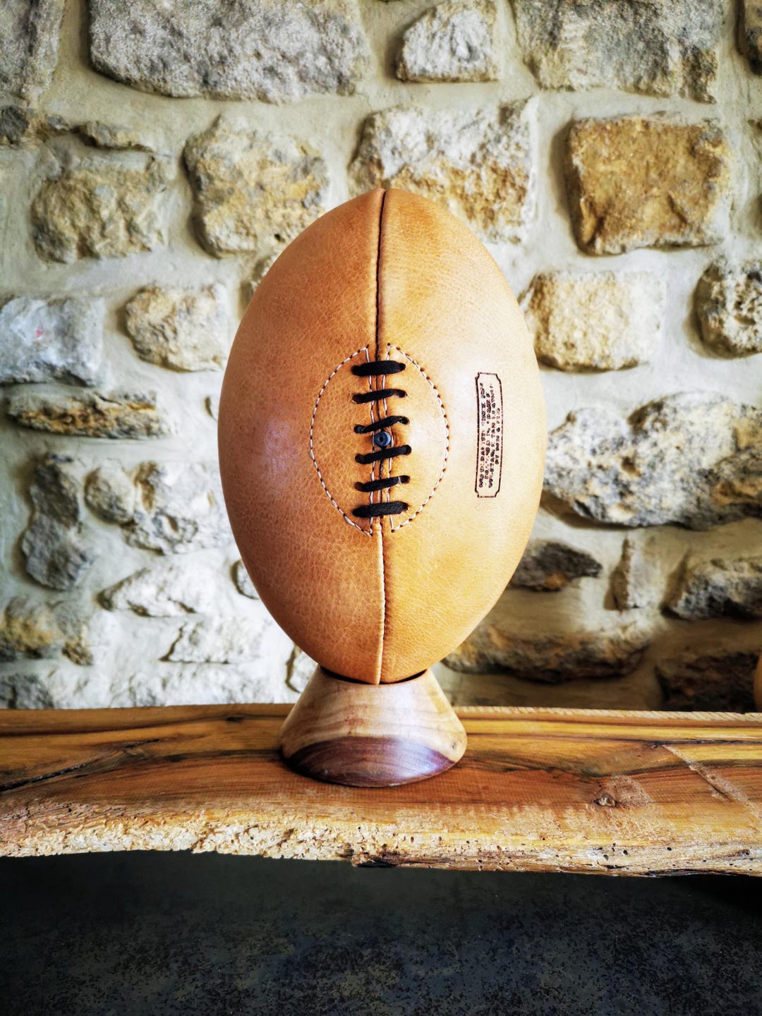 Hand Made Rugby Natural Cream Leather Rugby Ball – 4-panel Handmade in France – Vintage ...