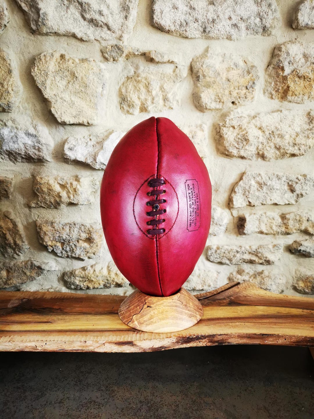 Hand Made Rugby Pink Leather Rugby Ball – Handmade in France – Vintage Sports Decor ...
