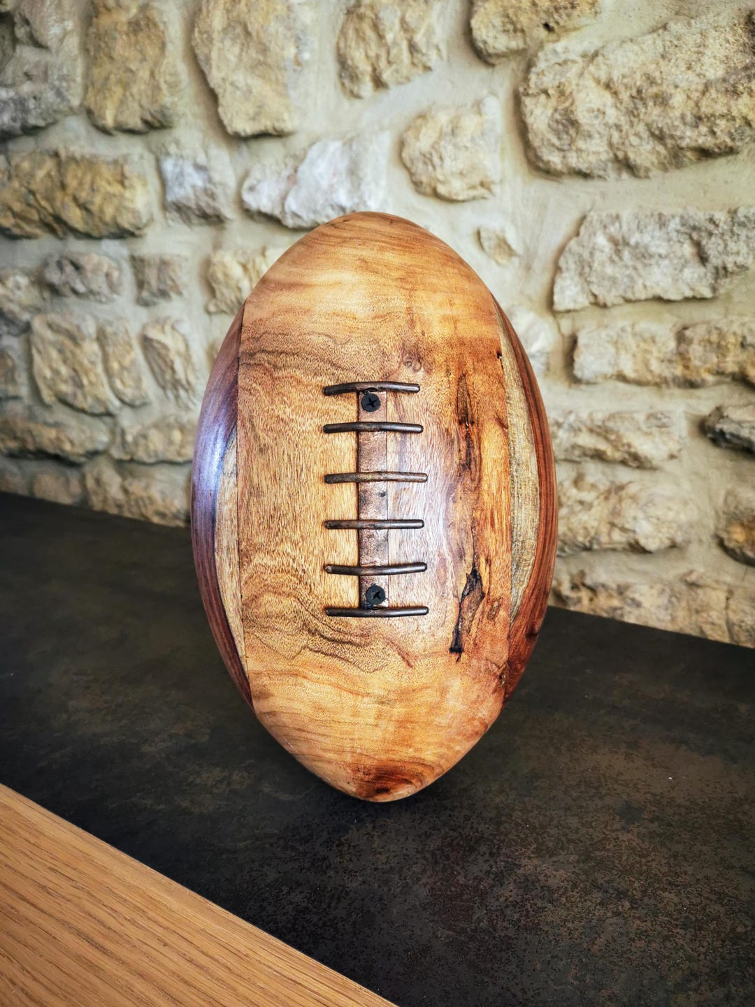 Hand Made Rugby Wooden Rugby Ball – Solid Acacia & Rosewood – Steel Lace – Handmade ...