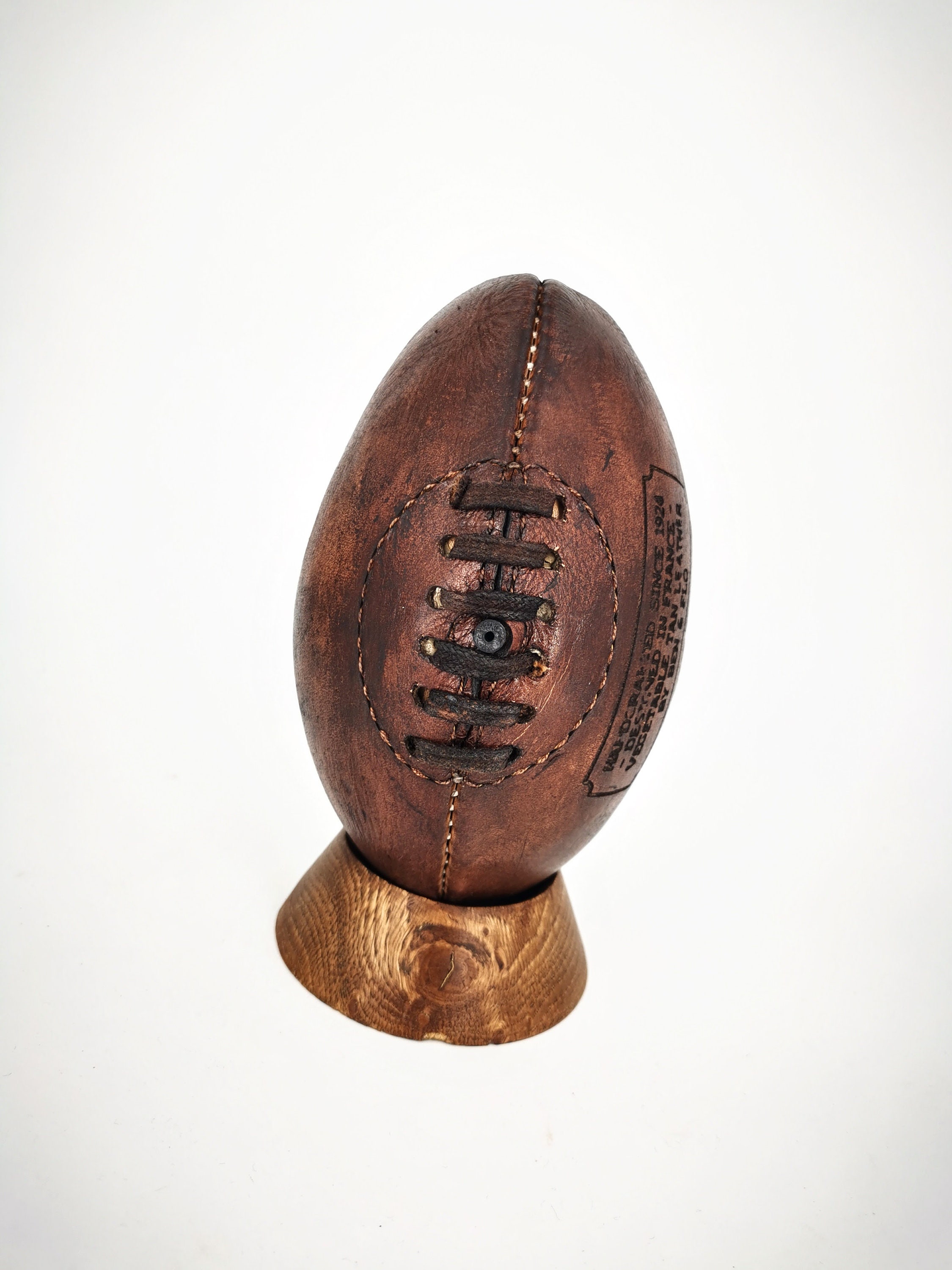 Ballon de rugby vintage collector cuir marron - Ben & Flo