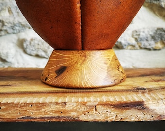 Personalized Wooden Ball Stand - Made in France - Solid Oak Display for Soccer, Football, Rugby & Basketball
