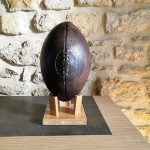 Vintage leather rugby ball dark brown vegetal tanning personnalisation included image 6