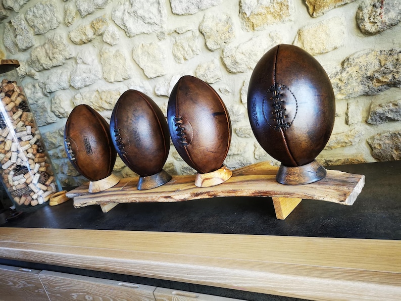 Hand Made Rugby Decorative Vintage Leather Rugby Ball – Hand-stitched 4 Panel ...