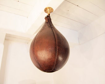 Vintage leather speed pear for boxing - customisable punching bag