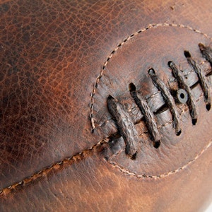 Vintage leather rugby ball dark brown vegetal tanning personnalisation included image 4
