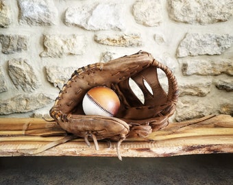 ヴィンテージ ライトブラウン レザー 野球グローブ。ブランド:TPX