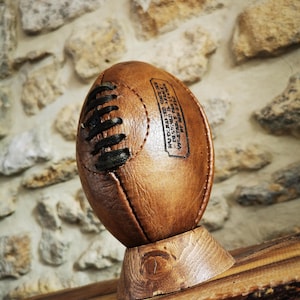 Mini leather rugby ball multi color - vegetable tanning - text personalization included for a gift