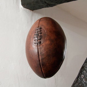 Vintage leather rugby ball dark brown vegetal tanning personnalisation included image 5