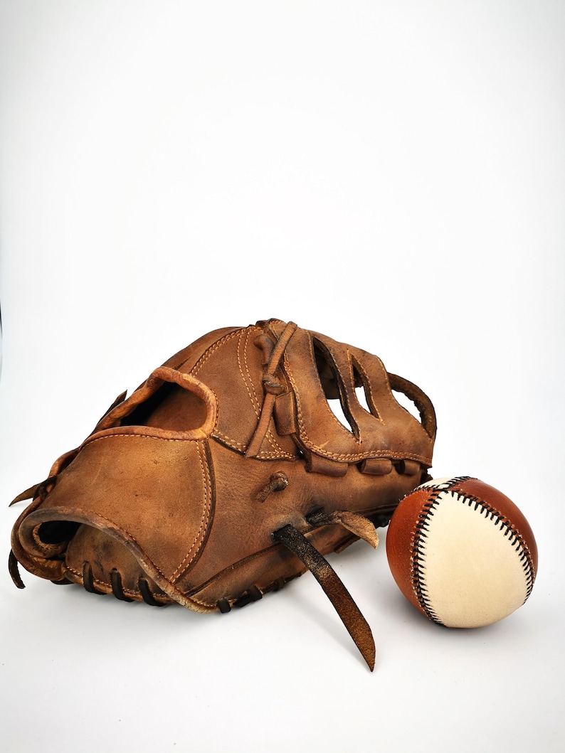 Vintage Leather Baseball Glove Free Engraving Hand Made Etsy