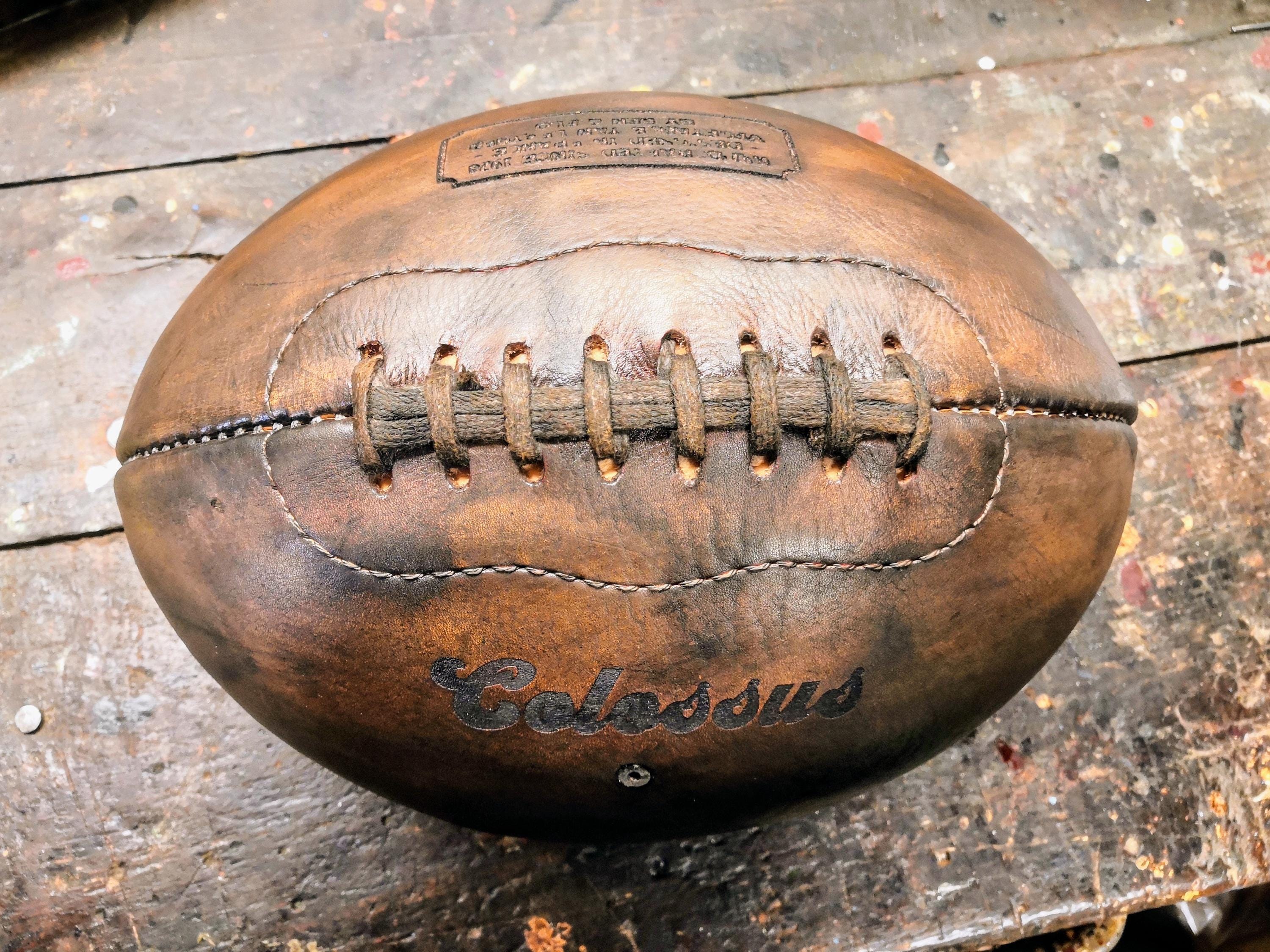 ヴィンテージ レザーフットボール アメリカ made in USA Vintage American Football Leather Ball – Handmade Buffalo & Cow