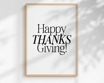 Thanksgiving Typography Print, Modern Holiday Home Decor (Digital Download)