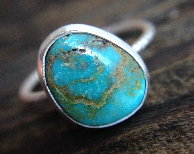 Freeform Turquoise Ring With Textured Thin Band - Etsy