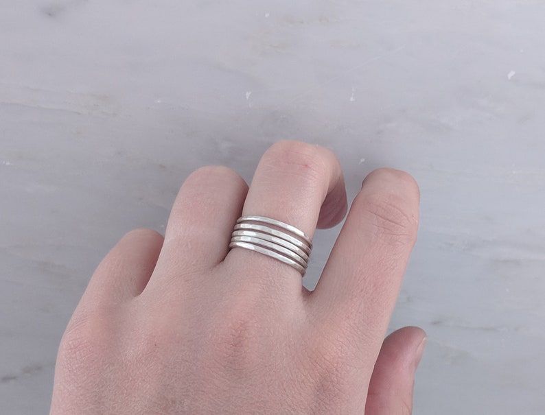 Build A Ring Set Thin Sterling Ring Slim Sterling Hammered Stacking Ring