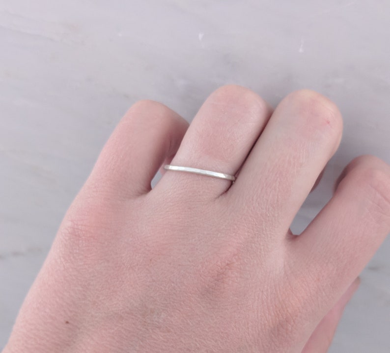 Build A Ring Set Thin Sterling Ring Slim Sterling Hammered Stacking Ring