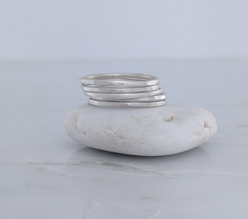 Build A Ring Set Thin Sterling Ring Slim Sterling Hammered Stacking Ring