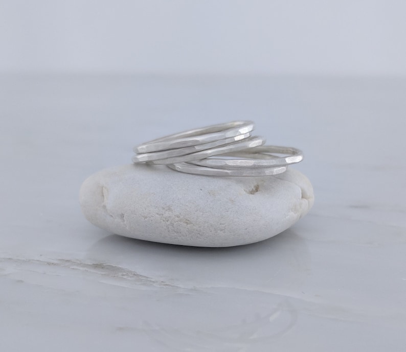 Build A Ring Set Thin Sterling Ring Slim Sterling Hammered Stacking Ring