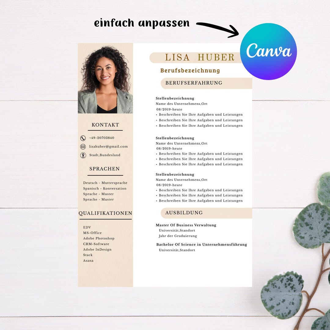 German CV Template for Canva | Modern, Professional CV & Resume ...