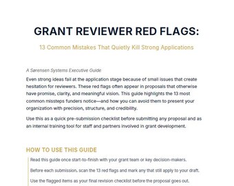 Grant Reviewer Red Flags PDF | Nonprofit Grant Writing Checklist | 13 Common Mistakes Guide