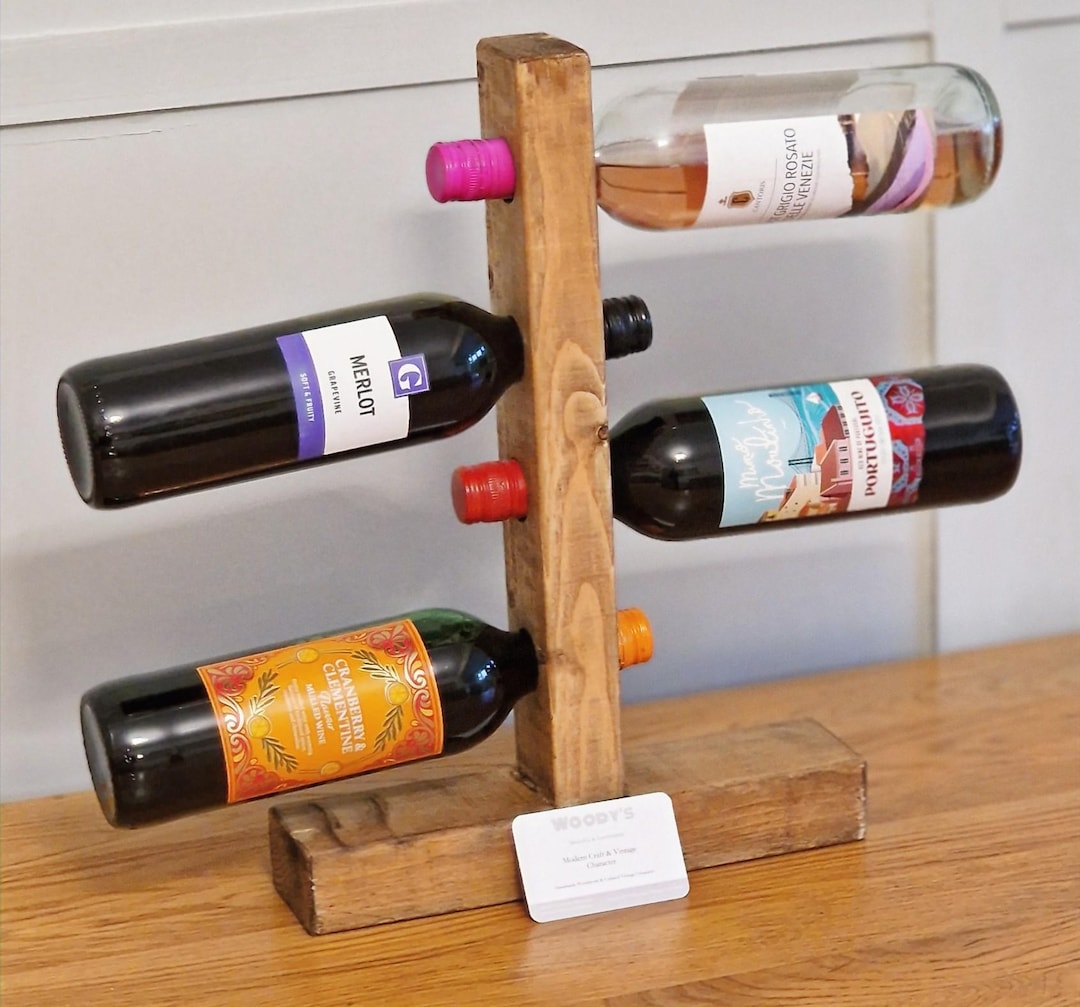 Rustic Wine Rholder Reclaimed Wood Wine Rack – Rustic Farmhouse Wine Bottle Display ...