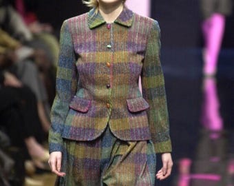 Balmain F/W 2000 Runway Multi-color Wool Tweed Skirt Documented
