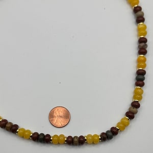 Handmade beaded jasper and yellow jade handmade 20” necklace.