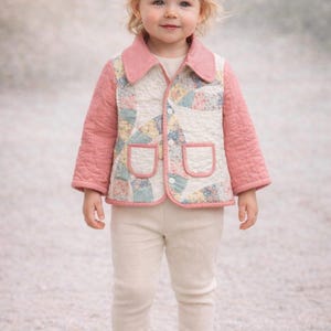 Little Girl’s 2T Quilted Jacket, Made from an Antique Wedding Ring Quilt