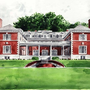 Custom Watercolor Painting Building Architecture, Photo to Painting, Real Estate Closing, Gift for Parents, Paper Anniversary, Realtor Gift