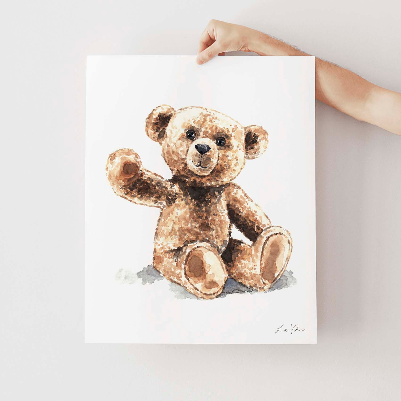 Hand Drawn Watercolor Of Teddy Bear Canvas Print / Canvas Art by Khaneeros  