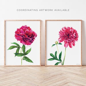 Pink Peony Art Print, Peony Watercolor Painting, Peonies Wall Decor, Pink Floral Home Decor, Botanical Illustration, Bright Southern Preppy immagine 7