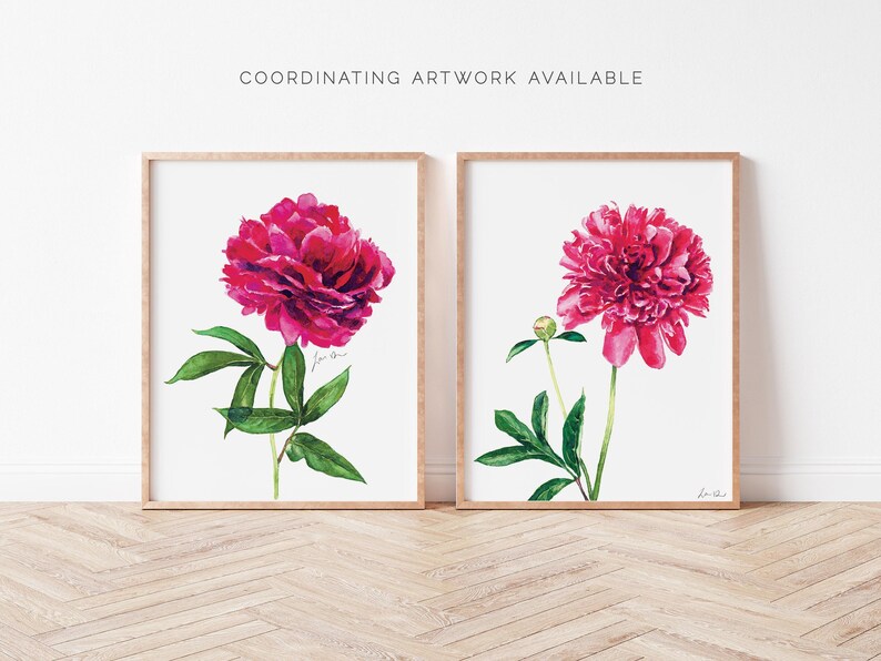Pink Peony Art Print, Peony Watercolor Painting, Peonies Wall Decor, Pink Floral Home Decor, Botanical Illustration, Bright Southern Preppy immagine 7