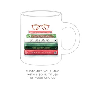 Custom Books Coffee Mug, Favorite Books Mug, Book Lover Gift, Reader Gift, Librarian Retirement Gift, Literary Gift, Book Club Exchange Gift image 6