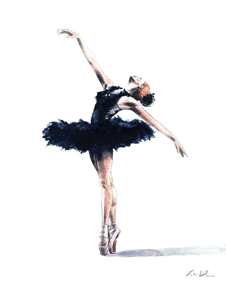 Black Swan Art Swan Lake Ballerina Painting Ballet Wall Art Etsy