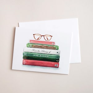 Custom Library Stationery Set, Cute Custom Back to School Gift, Personalized Book Notecards, Teen Girl Note Card Set, Preppy College Gift