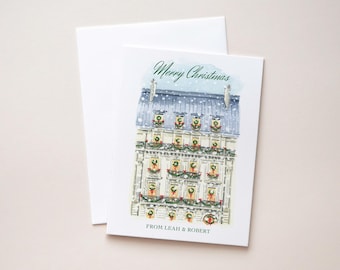 Christmas in Paris Holiday Cards, Winter Snow Day, Personalized Family Travel Christmas Cards, Elegant Custom Stationery, Traveler Gift