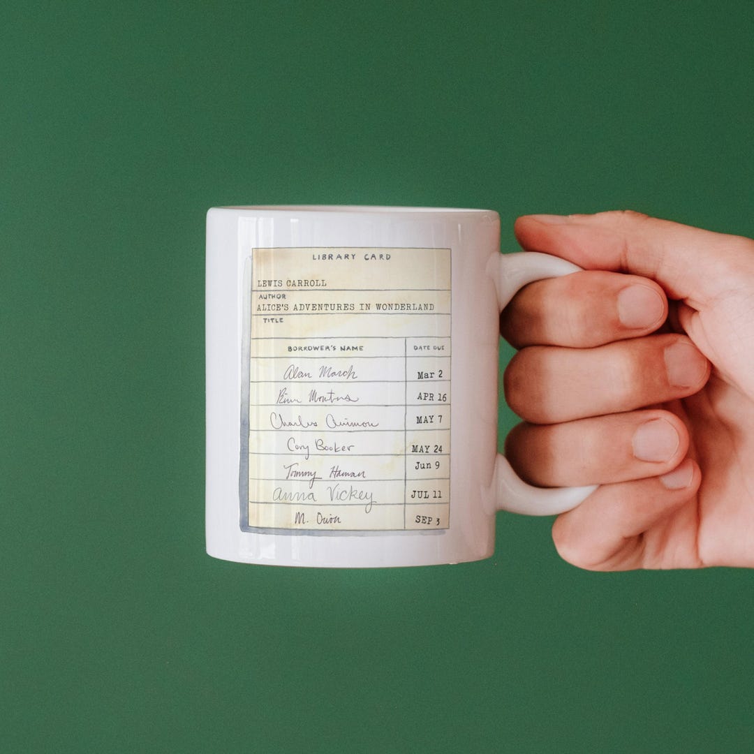 Personalised Library Card Personalized Mug - Library Card : Your Favorite Book - Custom Coffee ...