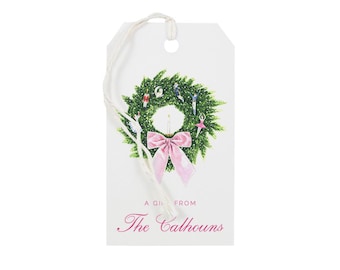 Nutcracker Wreath Custom Gift Tags, Classic Christmas Wreath Gift Tags, Whimsical Holiday Gift Wrap, Personalized Christmas Gift Tags