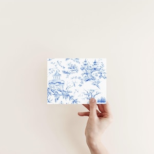 Light Blue Chinoiserie Toile Monogram Stationery, Personalized Notecard Set, Southern Stationery Suite, Custom Preppy Monogrammed Gift image 2
