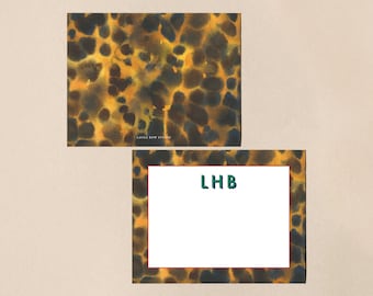 Tortoise Pattern Stationery, Elegant Personalized Notecard Set, Bridesmaid Custom Cards, Southern Preppy Monogram Gift, Sorority Sister Gift