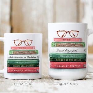 Custom Books Coffee Mug, Favorite Books Mug, Book Lover Gift, Reader Gift, Librarian Retirement Gift, Literary Gift, Book Club Exchange Gift image 2