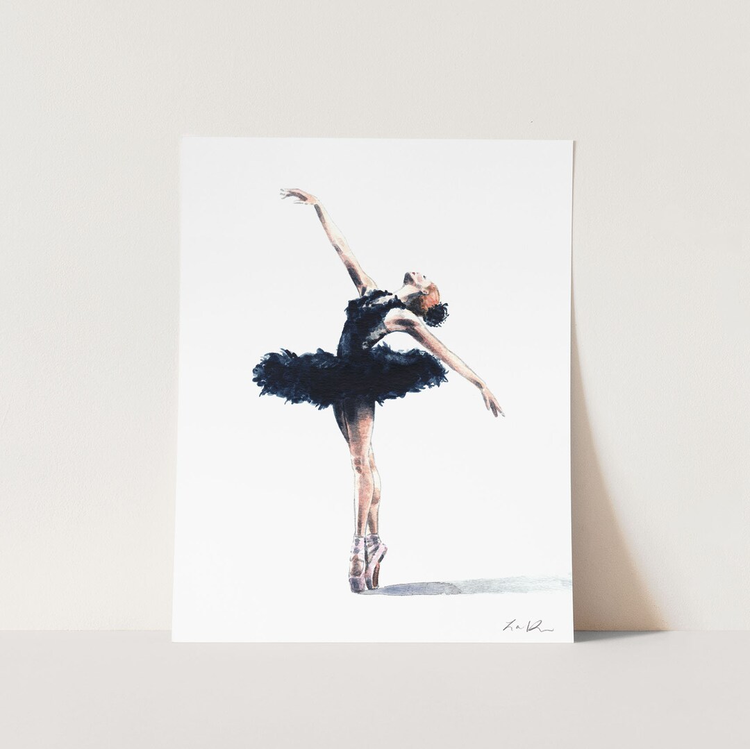 Art Print Black Swan - Ballerina Art, Swan Lake Art, Watercolor ...
