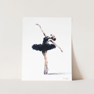 Art Print Black Swan - Ballerina Art, Swan Lake Art, Watercolor Painting, Ballet Art, Ballerina Gift, Dance Art, Ballet Decor, Dancer Gift