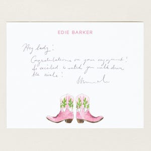 Personalized Stationery - Pink Cowgirl Boots - Southern Note Cards - Texas Style - Monogram Wedding Bridesmaid Gift Thank You Notes