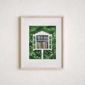 Little Free Library Art Print, Book Lover Gift, Librarian Gift, Bookworm Gift, Little Library Art, Whimsical Book Art Print, Book Wall Art zdjęcie 4